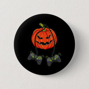 Badge Rond 5 Cm Contrôleurs Jack-o'-lantern Video Gamer Halloween