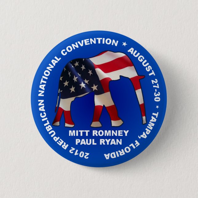 Badge Rond 5 Cm Convention 2012 de GOP de Romney Ryan (Devant)