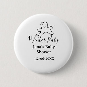 Badge Rond 5 Cm cookie de baby shower d'hiver gribouillage noir de