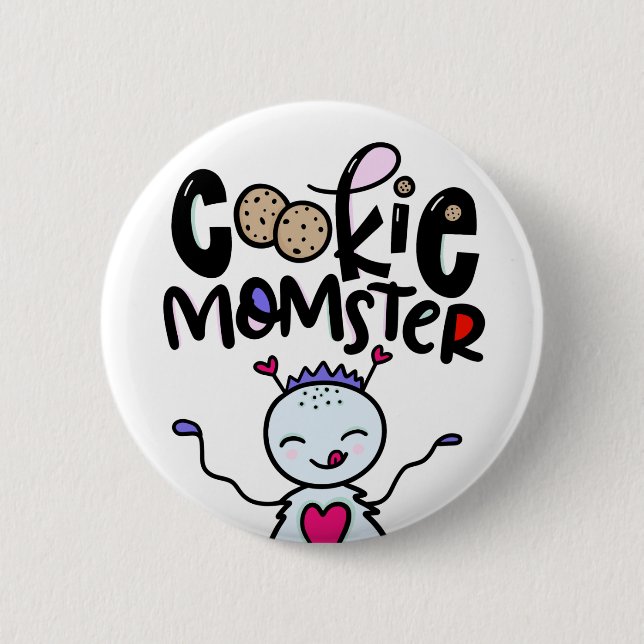 Badge Rond 5 Cm Cookie Momster, dessiné à la main (Devant)