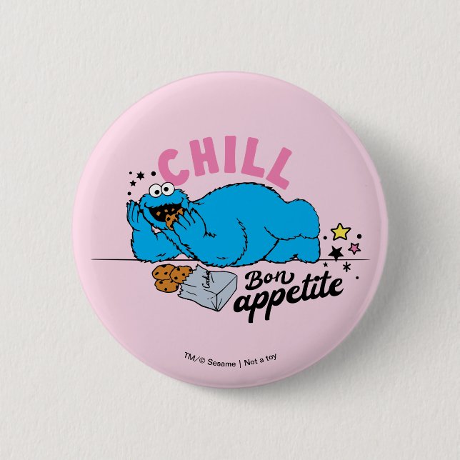 Badge Rond 5 Cm Cookie Monster | Bon appétit Chill (Devant)