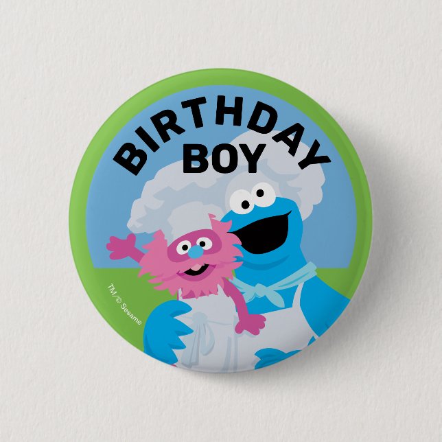 Badge Rond 5 Cm Cookie Monster Food Truck Birthday Boy (Devant)