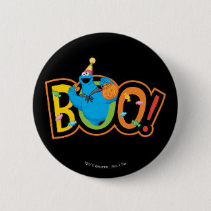Badge Rond 5 Cm Cookie Monster Halloween Boo !