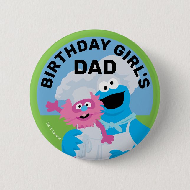 Badge Rond 5 Cm Cookie Monster Nourriture Camion Anniversaire Fill (Devant)