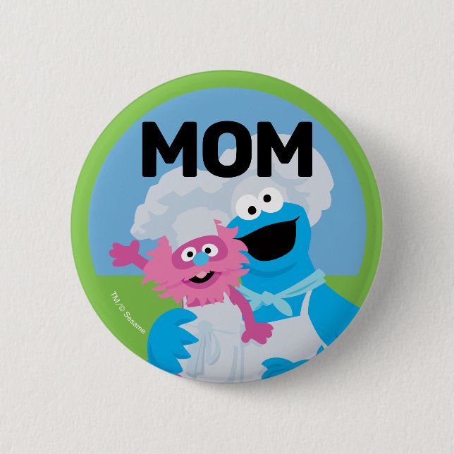 Badge Rond 5 Cm Cookie Monster Nourriture Camion Anniversaire Mama (Devant)