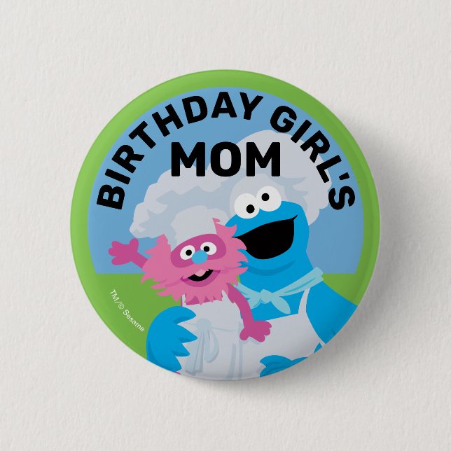 Badge Rond 5 Cm Cookie Monster Nourriture Camion Anniversaire Mama (Devant)