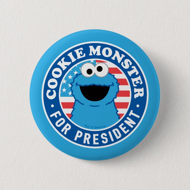 Badge Rond 5 Cm Cookie Monster pour Président (Devant)
