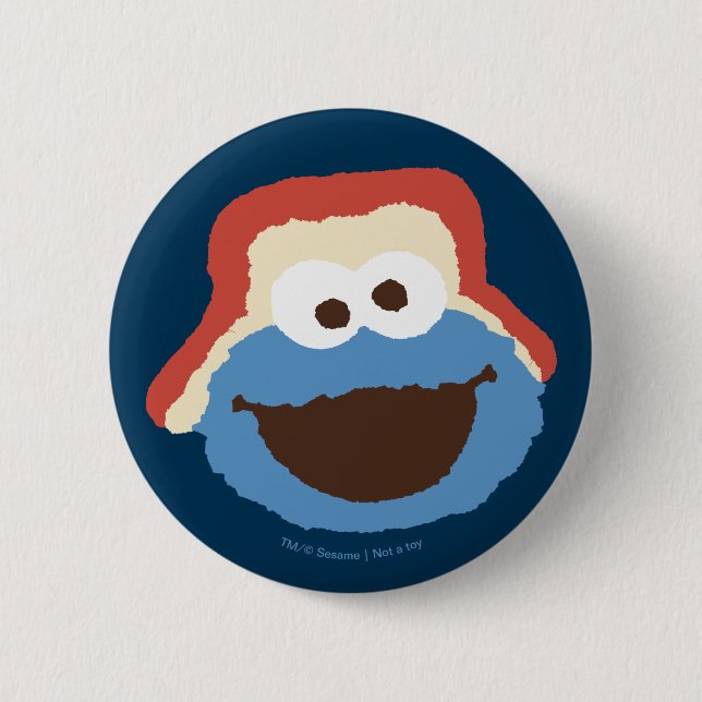 Badge Rond 5 Cm Cookie Monster Woodland Face (Devant)