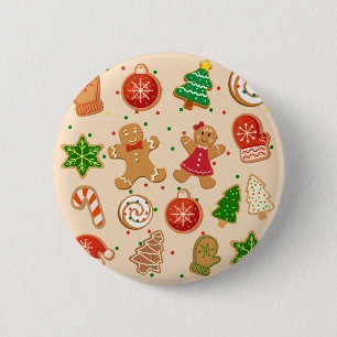 Badge Rond 5 Cm Cookies de Noël