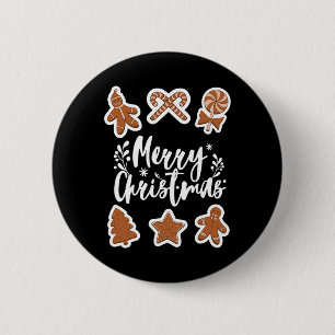 Badge Rond 5 Cm Cookies de Noël Bonhomme en pain d'épice Arbre Roi