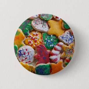 Badge Rond 5 Cm Cookies de Noël Je Cuisine de vacances colorée