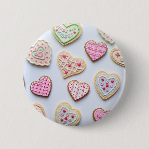 Badge Rond 5 Cm Cookies en forme de coeur pour la Saint-Valentin  