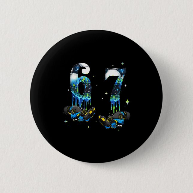 Badge Rond 5 Cm Cool 67 Six Seven Meme Soccer Football Drip Boys K (Devant)