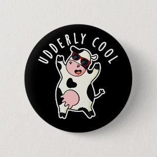 Badge Rond 5 Cm Cool âgé Funny Cow Pun Dark BG