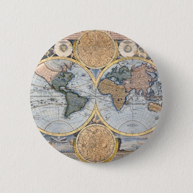 Badge Rond 5 Cm Cool antique de carte du monde (Devant)