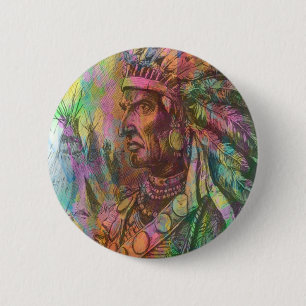 Badge Rond 5 Cm Cool antique native amérindienne couleur clipart
