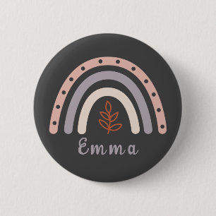 Badge Rond 5 Cm Cool Boho Rainbow avec nom personnalisé