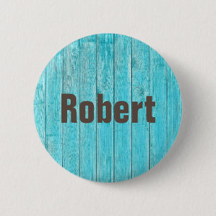 Badge Rond 5 Cm Cool Bois Nom personnalisé Balise Bleu personnalis