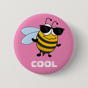 Badge Rond 5 Cm Cool d'abeilles   Funny Tendy Bee personnalisable
