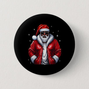 Badge Rond 5 Cm Cool de pyjama de Noël afro-américain Père Noël No