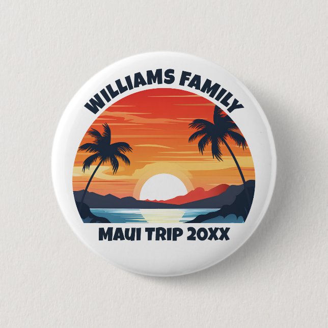 Badge Rond 5 Cm Cool de voyage sur mesure Sunrise Palm Trees (Devant)