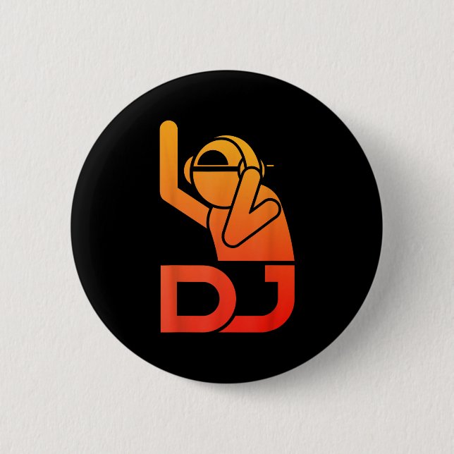 Badge Rond 5 Cm Cool Dj Art Pour Hommes Ados Boys Disc Jockey Musi (Devant)