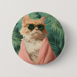 Badge Rond 5 Cm Cool Ginger Chat Vibes bouton épingle