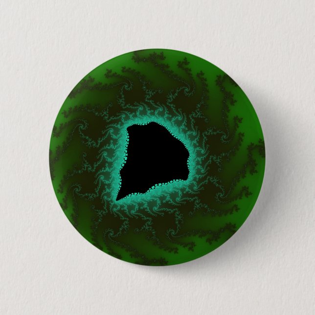 Badge Rond 5 Cm Cool Green Mandelbrot Fractal Art (Devant)