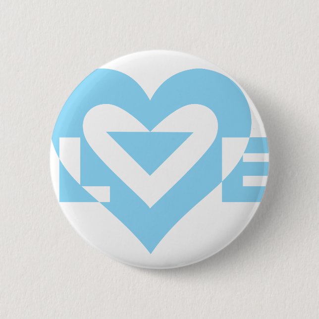 Badge Rond 5 Cm Cool Love Graphic, Blue (Devant)