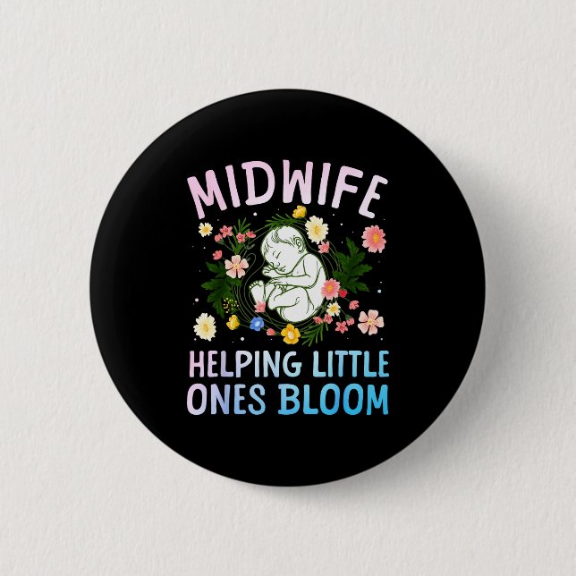 Badge Rond 5 Cm Cool Midwife Art For Women Midwifery Doula Nursing (Devant)