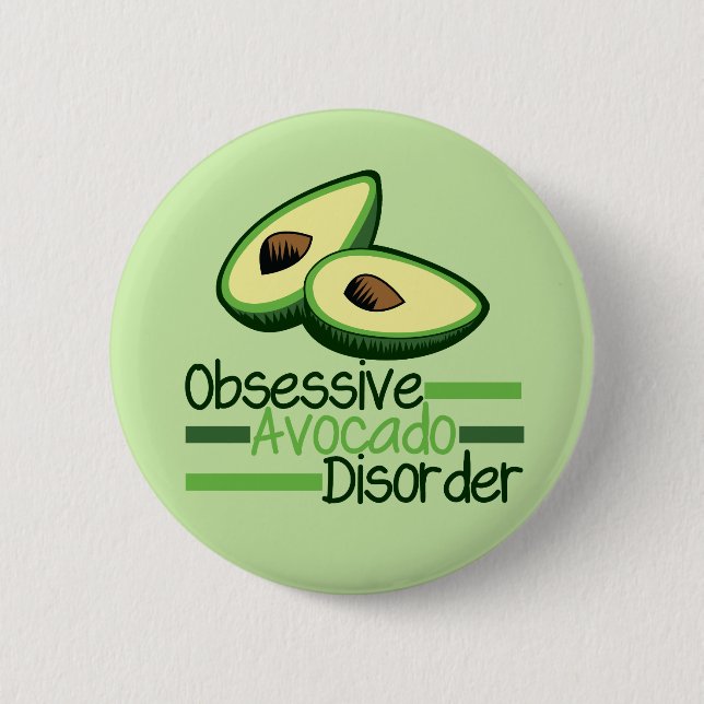 Badge Rond 5 Cm Cool Obsessionnel Avocado Disorder Green (Devant)