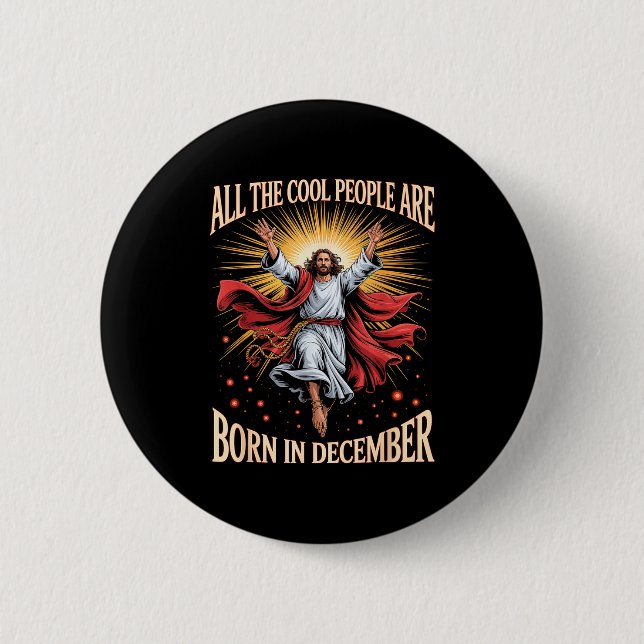 Badge Rond 5 Cm Cool People Are Born In December Christian Christm (Devant)