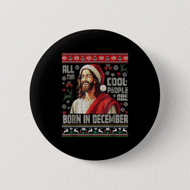Badge Rond 5 Cm Cool People Are Born In December Christian Christm (Devant)