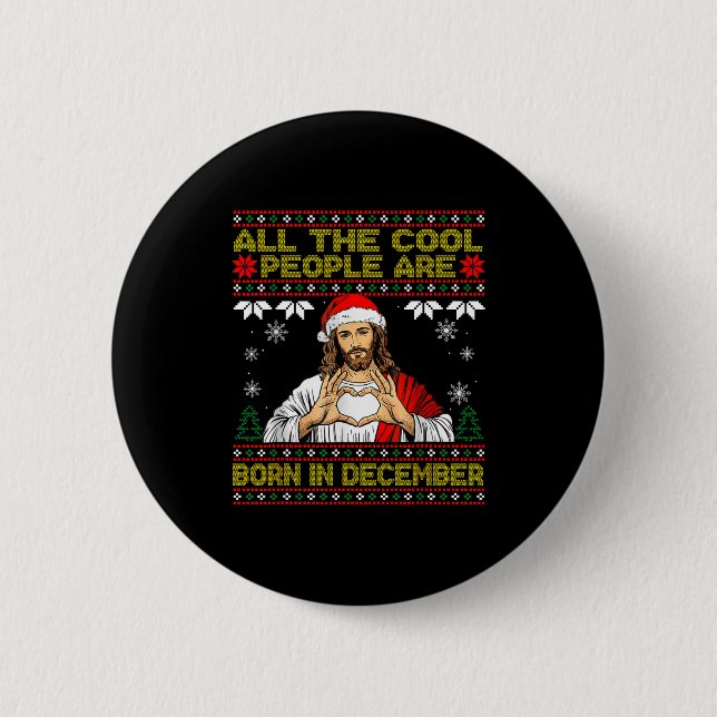 Badge Rond 5 Cm Cool People Are Born In December Christian Christm (Devant)