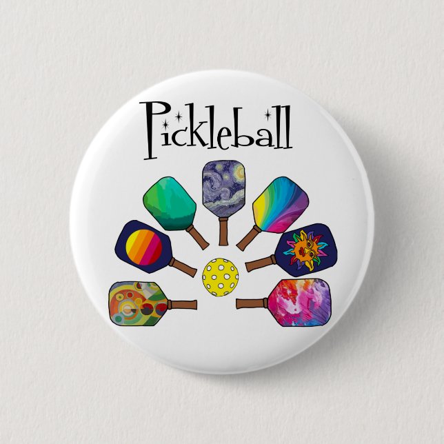 Badge Rond 5 Cm Cool Pickleball Paddle Sports Rainbow (Devant)