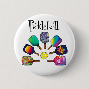 Badge Rond 5 Cm Cool Pickleball Paddle Sports Rainbow