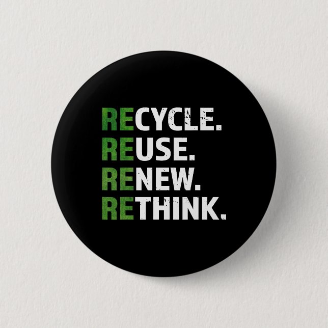Badge Rond 5 Cm Cool Recycler Réutiliser Repenser le devis Jour de (Devant)
