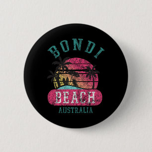 Badge Rond 5 Cm Cool Rétro Bondi Beach Australie Plages Distresse