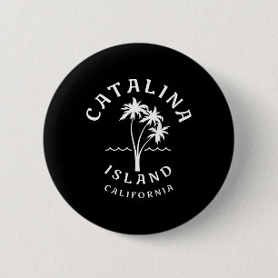 Badge Rond 5 Cm Cool rétro Catalina Island Palm Tree Mens Femme C
