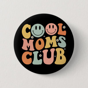 Badge Rond 5 Cm Cool rétro Moms Club Maman Smile Happy Face Mères