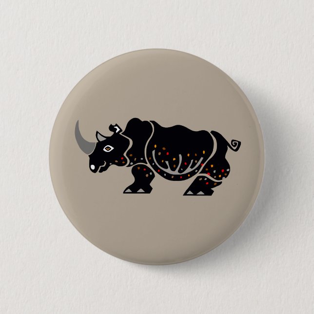 Badge Rond 5 Cm Cool RHINO - Graphique animal en voie de dispariti (Devant)