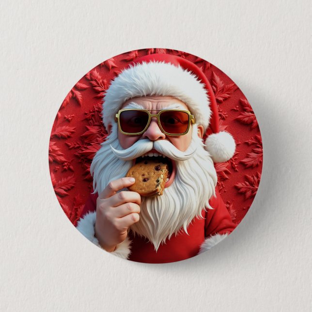 Badge Rond 5 Cm Cool Santa Claus (Devant)