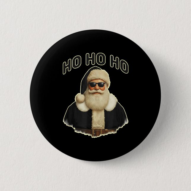 Badge Rond 5 Cm Cool Santa In Black Hat Sungles Graphic  (Devant)