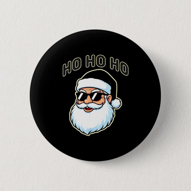 Badge Rond 5 Cm Cool Santa In Black Hat Sungles Graphic 2  (Devant)
