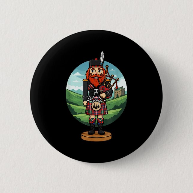 Badge Rond 5 Cm Cool Scottish Nutcracker Bagpes  (Devant)