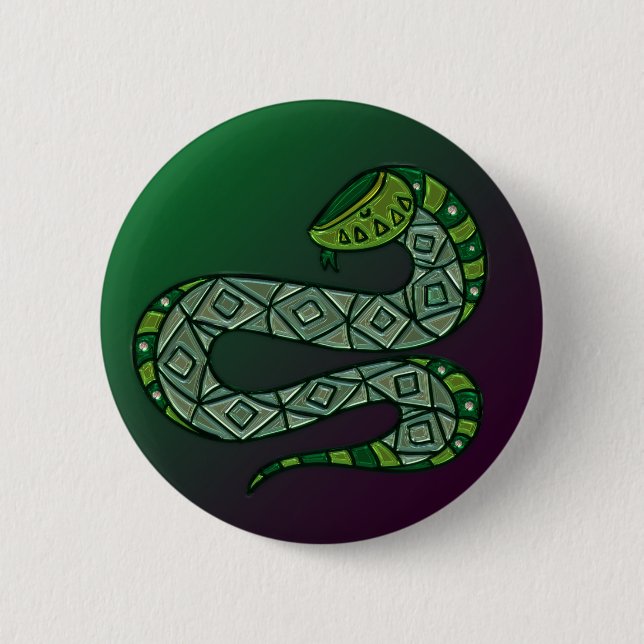 Badge Rond 5 Cm Cool Snake Metallized Tribal Art (Devant)