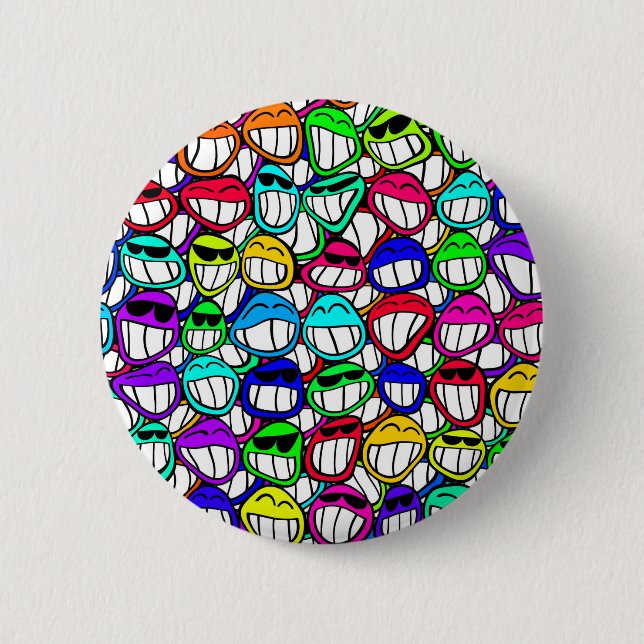 BADGE ROND 5 CM COOL SOURIRE FACES GROUPE (Devant)