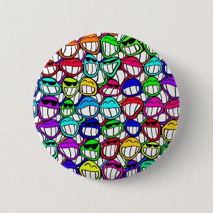 BADGE ROND 5 CM COOL SOURIRE FACES GROUPE