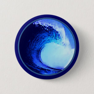Badge Rond 5 Cm cool surf style blue wave