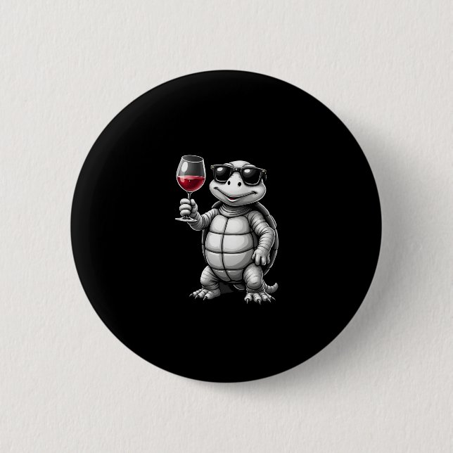 Badge Rond 5 Cm cool turtle drinking red wine art print_1 (1) (Devant)